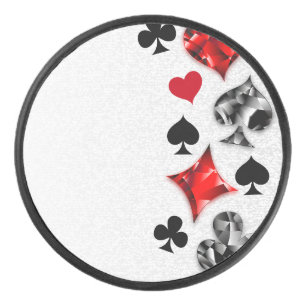Poker Player Gambler Playing Card Suits Las Vegas Hockey Puck