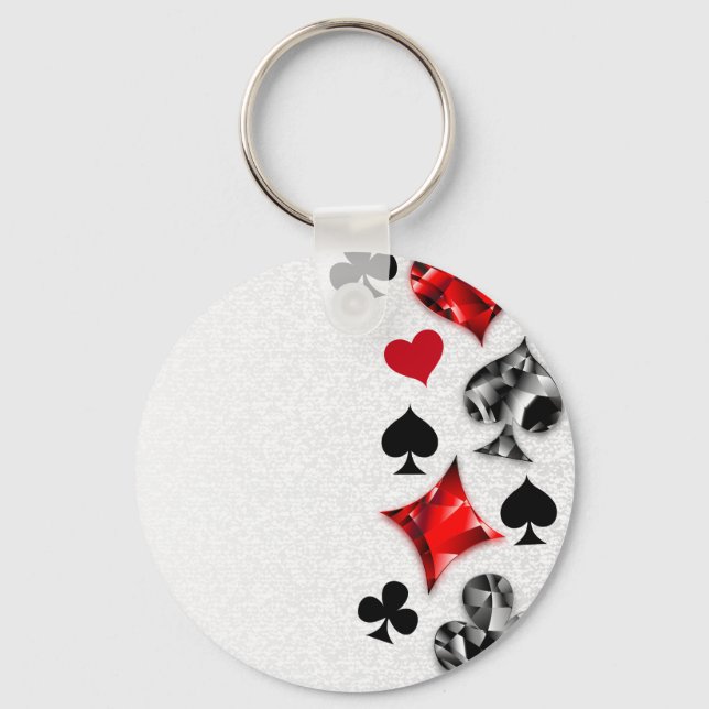 Poker Player Gambler Playing Card Suits Las Vegas Keychain (Front)