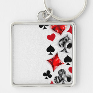 Poker Player Gambler Playing Card Suits Las Vegas Keychain
