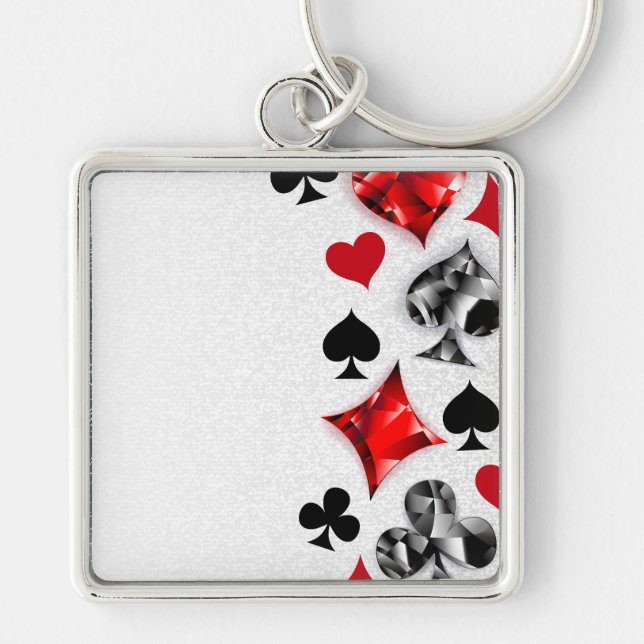 Poker Player Gambler Playing Card Suits Las Vegas Keychain (Front)