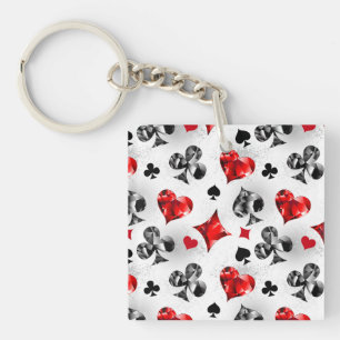 Poker Player Gambler Playing Card Suits Las Vegas Keychain