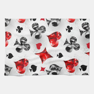 Poker Player Gambler Playing Card Suits Las Vegas Kitchen Towel