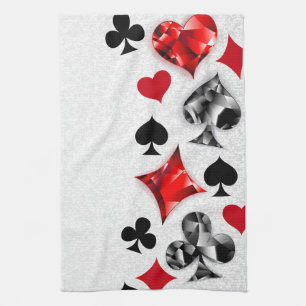 Poker Player Gambler Playing Card Suits Las Vegas Kitchen Towel