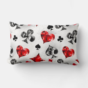 Poker Player Gambler Playing Card Suits Las Vegas Lumbar Pillow