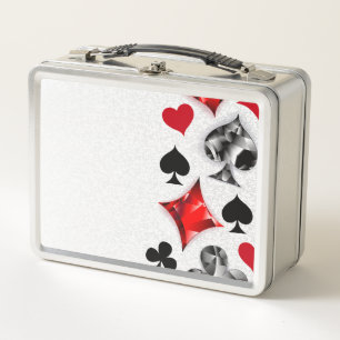 Poker Player Gambler Playing Card Suits Las Vegas Metal Lunch Box