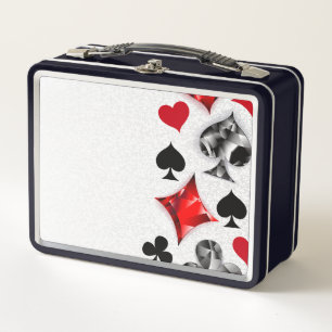 Poker Player Gambler Playing Card Suits Las Vegas Metal Lunch Box
