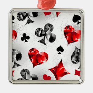 Poker Player Gambler Playing Card Suits Las Vegas Metal Ornament