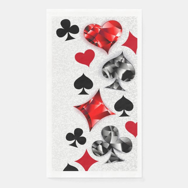 Poker Player Gambler Playing Card Suits Las Vegas Napkin (Front)