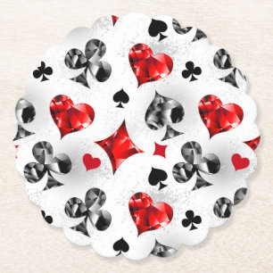 Poker Player Gambler Playing Card Suits Las Vegas Paper Coaster