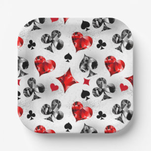 Poker Player Gambler Playing Card Suits Las Vegas Paper Plate
