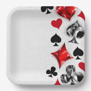 Poker Player Gambler Playing Card Suits Las Vegas Paper Plate
