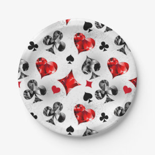 Poker Player Gambler Playing Card Suits Las Vegas Paper Plate