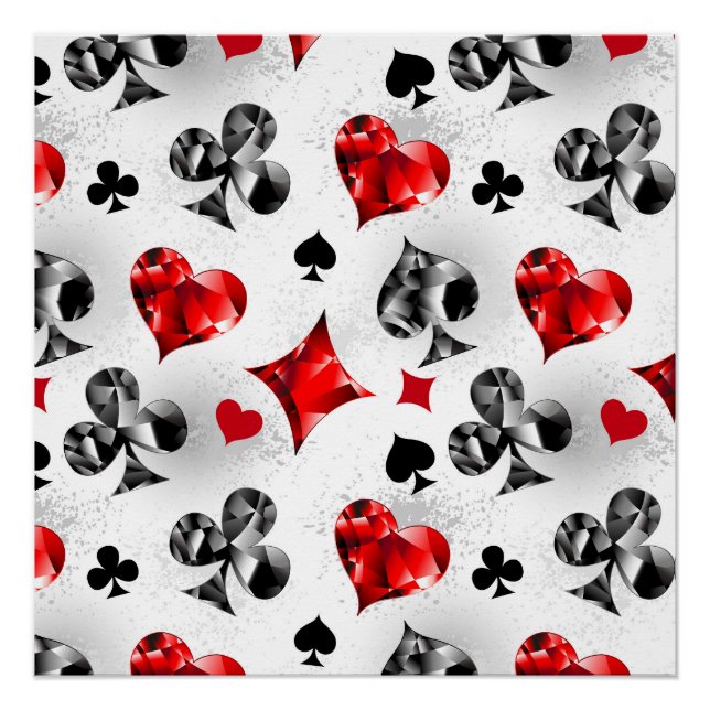 Poker Player Gambler Playing Card Suits Las Vegas Poster (Front)