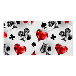Poker Player Gambler Playing Card Suits Las Vegas Poster