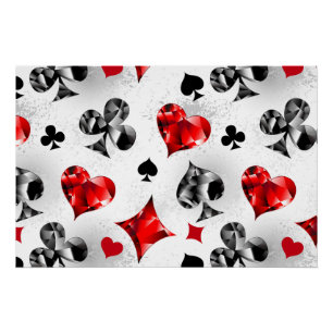 Poker Player Gambler Playing Card Suits Las Vegas Poster