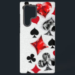 Poker Player Gambler Playing Card Suits Las Vegas Samsung Galaxy Case<br><div class="desc">Grey,  textured background with polygonal playing cards symbols. Symbols of playing cards,  heart,  diamond,  spade and club.</div>