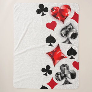 Poker Player Gambler Playing Card Suits Las Vegas Sherpa Blanket