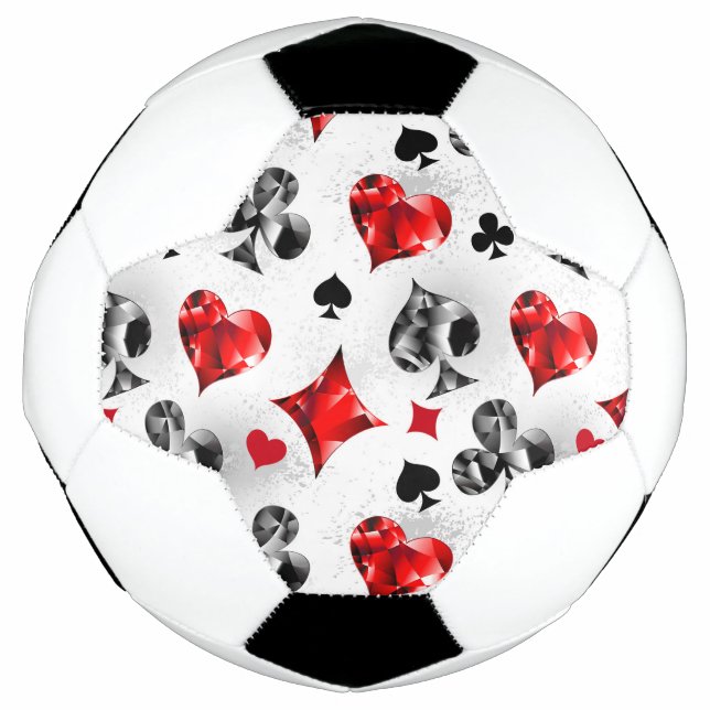 Poker Player Gambler Playing Card Suits Las Vegas Soccer Ball (Front)
