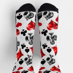Poker Player Gambler Playing Card Suits Las Vegas Socks