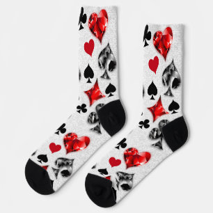 Poker Player Gambler Playing Card Suits Las Vegas Socks
