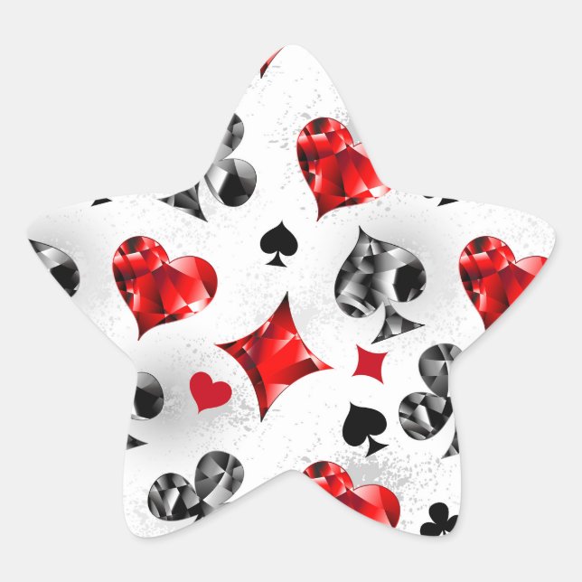 Poker Player Gambler Playing Card Suits Las Vegas Star Sticker (Front)