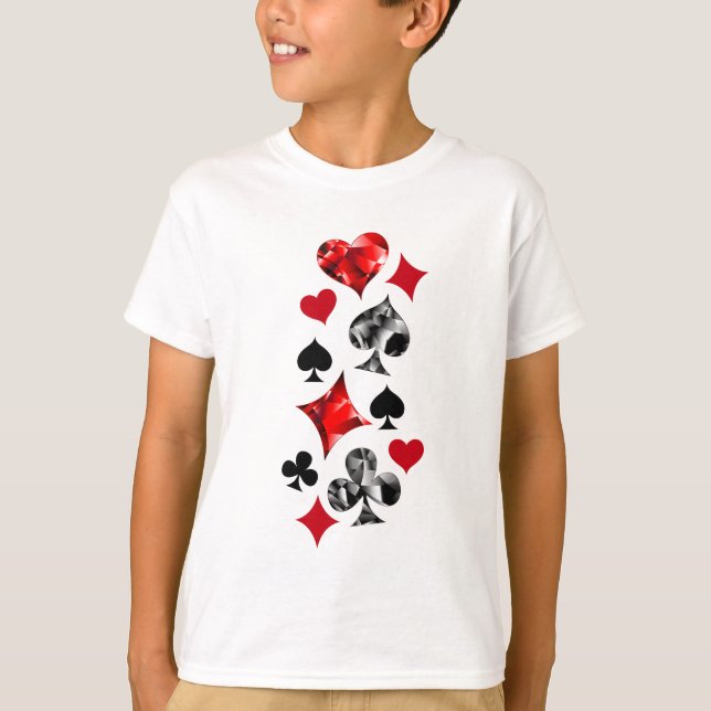 Poker Player Gambler Playing Card Suits Las Vegas T-Shirt (Front)