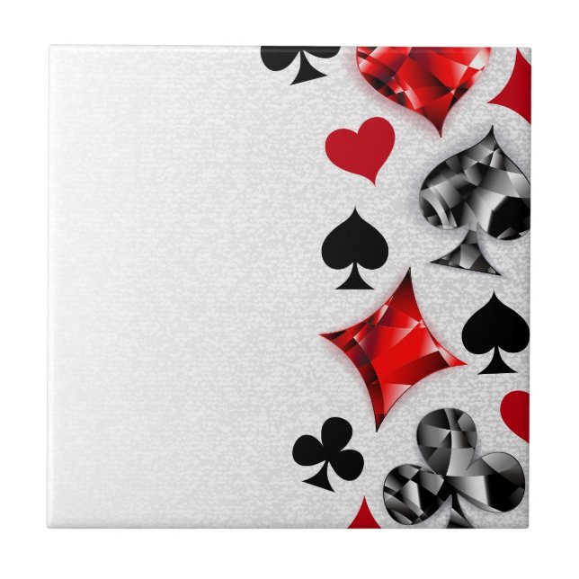 Poker Player Gambler Playing Card Suits Las Vegas Tile (Front)