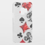 Poker Player Gambler Playing Card Suits Las Vegas Uncommon Samsung Galaxy S9 Case<br><div class="desc">Grey,  textured background with polygonal playing cards symbols. Symbols of playing cards,  heart,  diamond,  spade and club.</div>