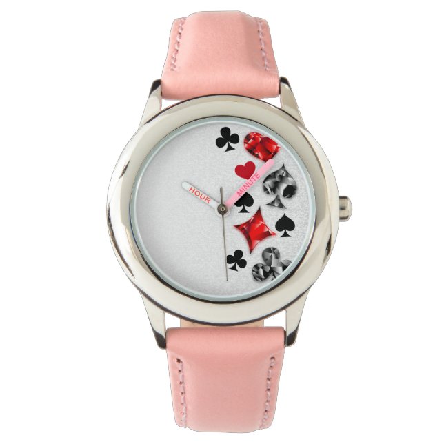 Poker Player Gambler Playing Card Suits Las Vegas Watch (Front)