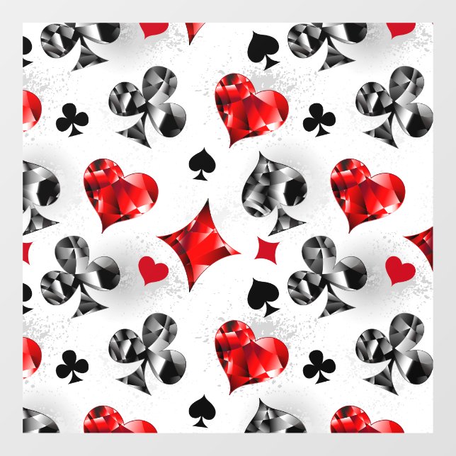 Poker Player Gambler Playing Card Suits Las Vegas Window Cling (Sheet)