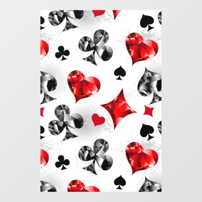 Poker Player Gambler Playing Card Suits Las Vegas Window Cling (Sheet)
