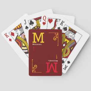 Poker Player Personalized DarkRed Monogram Playing Cards