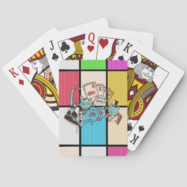Poker Players Funny Cats Design Playing Cards (Back)
