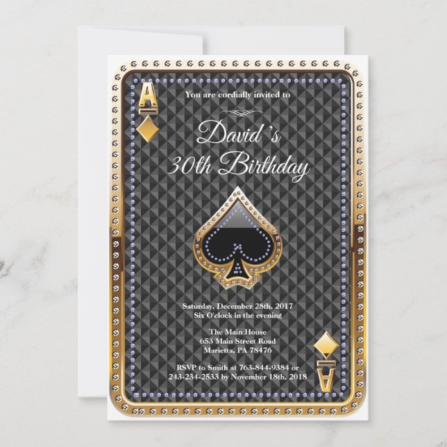 Poker Playing Card Casino Birthday Invitation (Front)