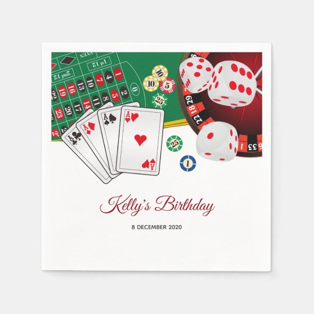 Poker Playing Card, casino, Cocktail Paper Napkins (Front)