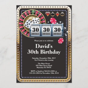 Poker Playing Card Casino Gold birthday invitation
