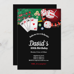Poker Playing Card, casino party invite