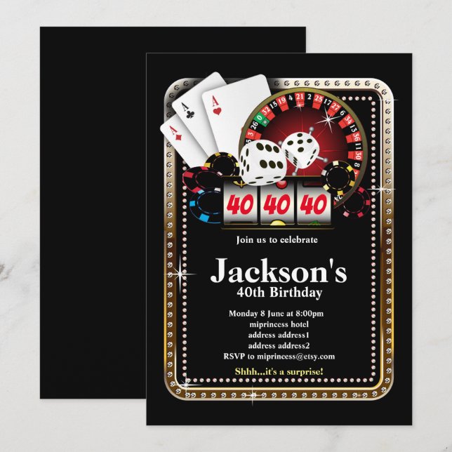 Poker Playing Card, casino party invite (Front/Back)