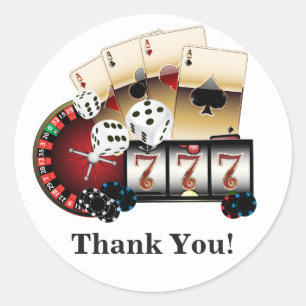 Poker Playing Card, casino, thank you stickers