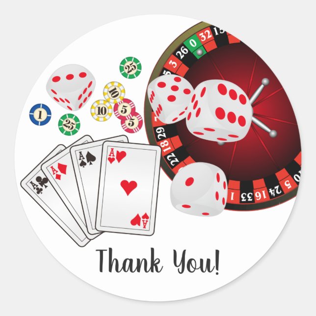 Poker Playing Card, casino,   thank you stickers (Front)