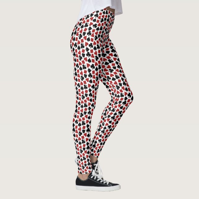 Poker Playing Card Suit Vegas Casino Pattern Leggings (Right)