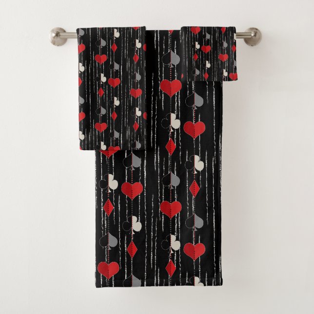 Poker playing card symbols. bath towel set (Insitu)
