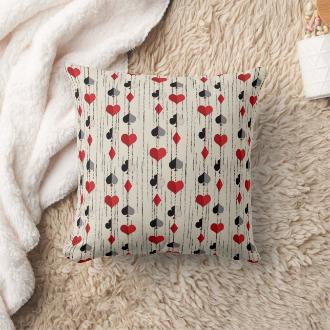 Poker Playing Card Symbols Throw Pillow (Blanket)