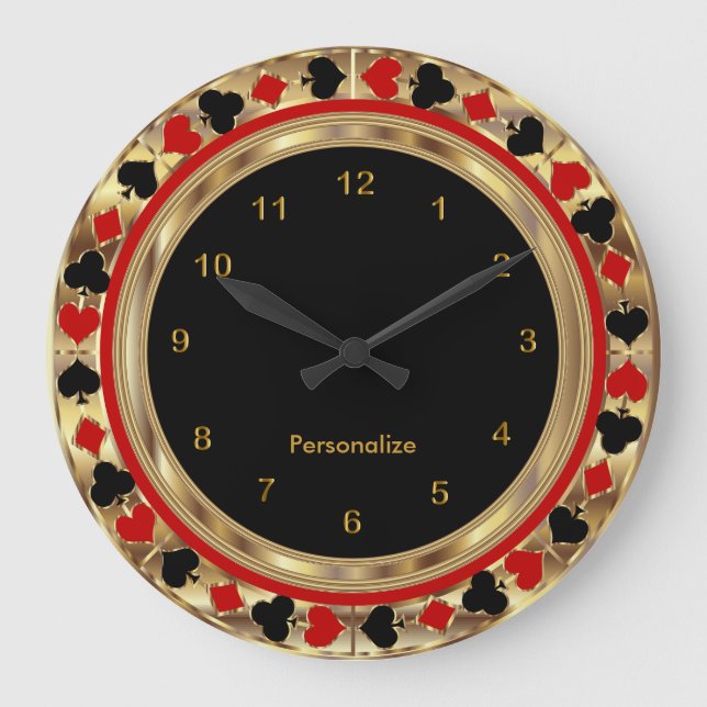 Poker Playing Cards Large Clock (Front)