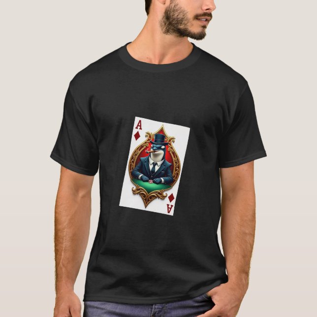 Poker Playing Gangster Gambling Orca Killer Whale T-Shirt (Front)