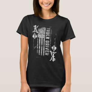 Poker Playing Truck Driver USA Flag Spades King Tr T-Shirt