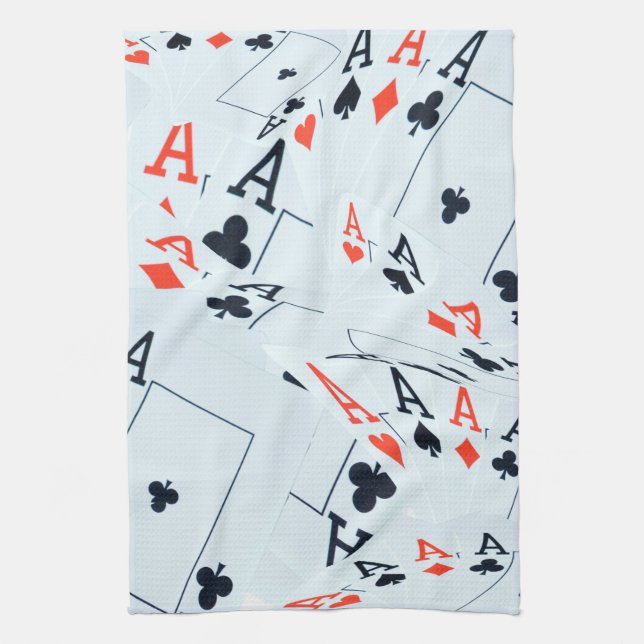 Poker Quad Aces Layered, Kitchen Towel (Vertical)