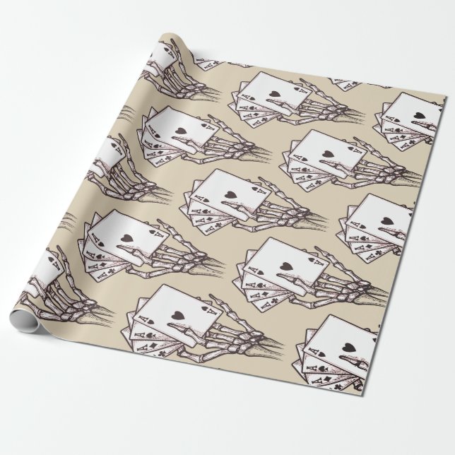 Poker Skeleton Hands With Four Ace Cards Wrapping Paper (Unrolled)