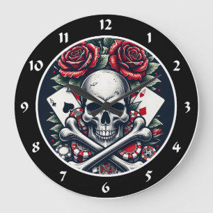 Poker Skull Clock
