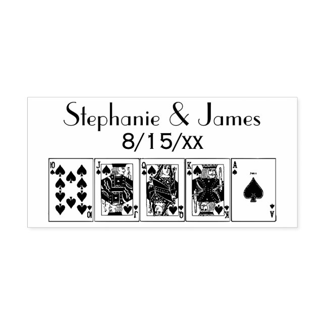 Poker Straight Flush Spades Place Card Escort Card Self-inking Stamp (Design)